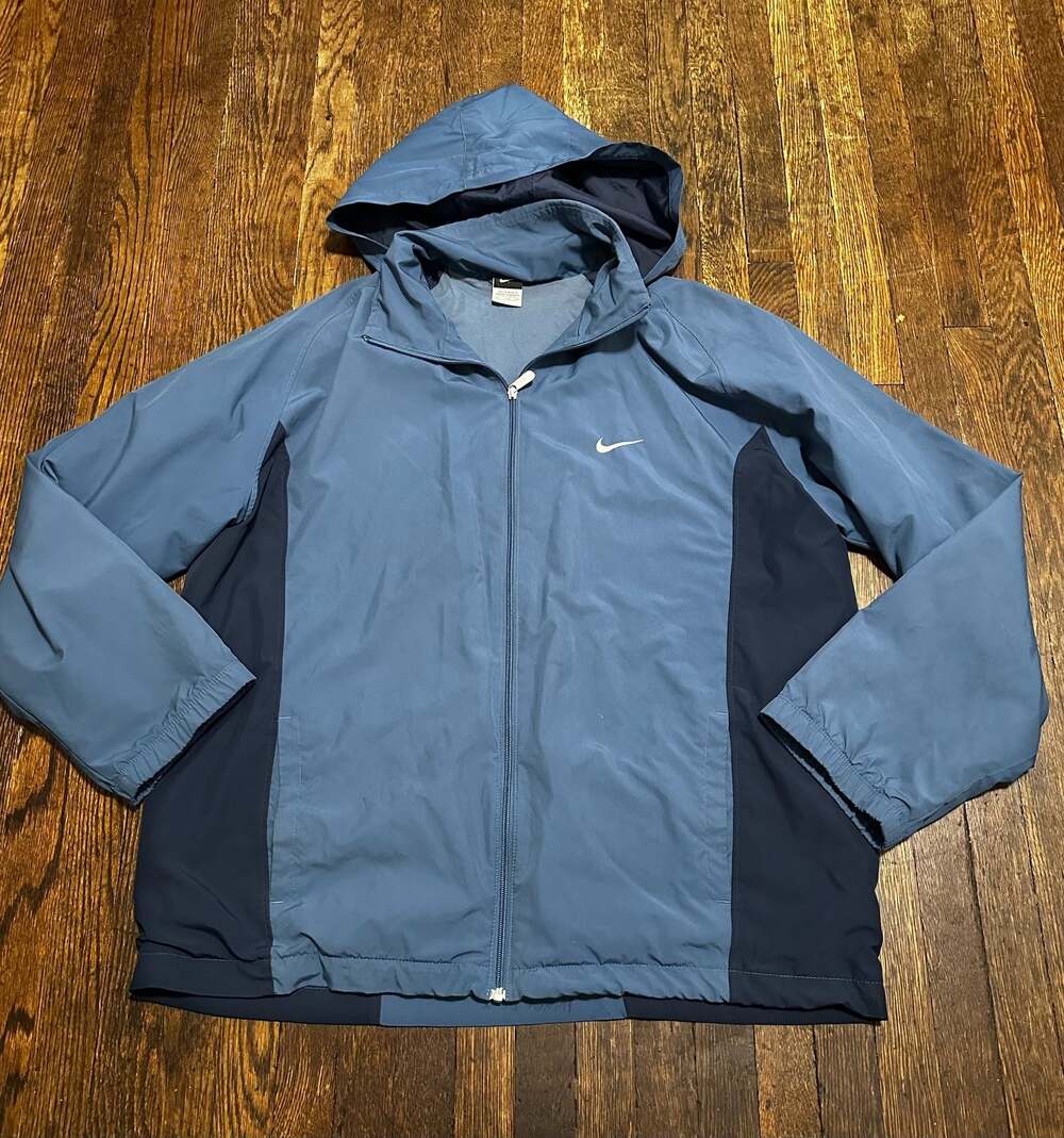 Nike Vintage Full Zip Hooded Windbreaker Jacket Blue Size XXL Fall/Spring Jacket